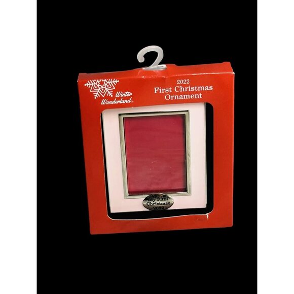 2022 Baby's First Christmas Picture Frame Ornament Pink & Blue New In Box - Picture 3 of 5